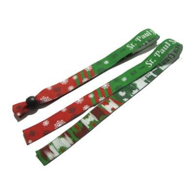 China Sports Events Customized OEM Cloth Embroidered Band Sublimation Printed Woven Wristband Polyester Festival Wristbands For Christmas for sale