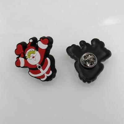 China Soft PVC Pin Santa Claus Christmas Design Brooches Advertising Gift Custom Badge From Professional 3D Manufacturer For Christmas Gift for sale