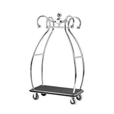 China High Quality Stainless Steel Waiter Trolley Cart Town Crier Hotel Luggage Cart Brass Bell for sale