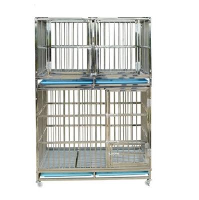 China Sustainable Dog Crate Folding Pet Cage Stainless Steel Son And Mother Dog Cage for sale