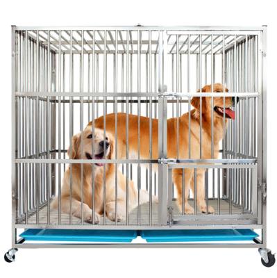 China Large Viable Dog Cage 304 Stainless Steel Dog Cage 40 Inches for sale