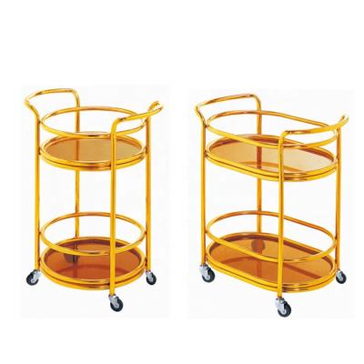 China Stainless / Plating Titanium Mobile Serving Tool Accessories Steel Kitchen Cart With Wheels for sale