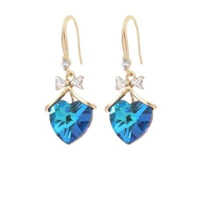 China Beautiful TRENDY Blue Peach Heart Gemstone Jewelry Accessory For Women Indian Resin Earrings for sale