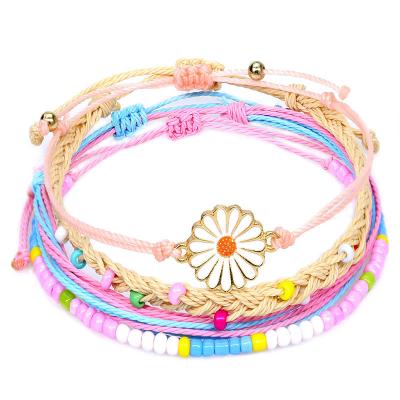 중국 BOHEMIA Fashion Korean Beads Stack Braided Red String Daisy Hand Woven Lucky Bracelet Friend Beaded Bracelet Sets 판매용