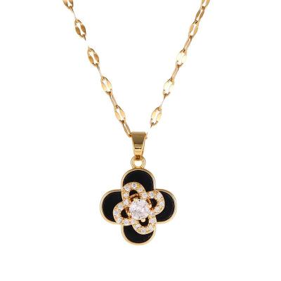 China TRENDY Four Leaf Clover Spin Designer Brass Necklace Sets For 2022 Fashionable Lady for sale