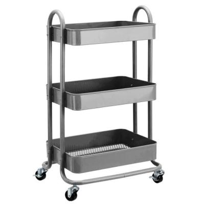 China Easy Movable 3 Layer Rolling Rolling Storage Medical Service Trolley Metal Rolling Trolley Metal Rolling Cart Expandable 3 Tier Spa Cart for sale