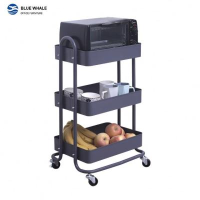 China Easy Mobile Metal Trolley Beauty Rolling Trolley Storage Laundry Cart Heavy Duty Rolling Service Rolling Serving for sale