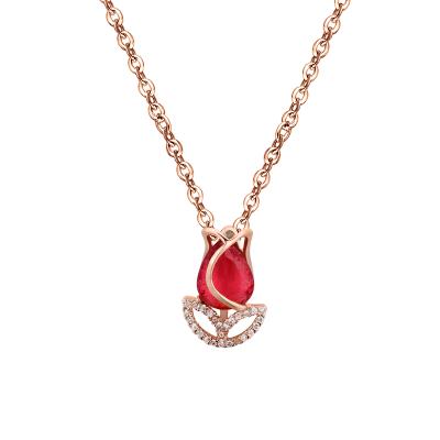 China Lofitly 2021 Fashion Women TRENDY Jewelry Designs Flower Rose Gold Plated Pendant Necklace for sale