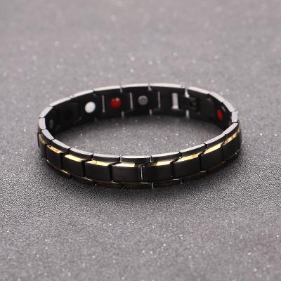 China Haughtily CLASSIC new jewelry products magnets and healthy germanium therapy gold plated titanium steel cuff bracelet for man zu verkaufen