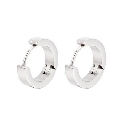 中国 Wholesale FASHIONABLE Stainless Steel Men's 8MM 10MM Earring 12MM Round Small Huggie Hoop Earrings 販売のため