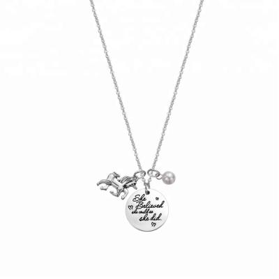 中国 CLASSIC She Believed She Could So She Make Pearl Unicorn Necklace Women Pendant Necklace Jewelry Necklace 販売のため