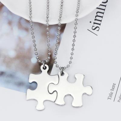 China White 2pcs Puzzle High Quality Stainless Steel Haughtily Gift Best Friend Jewelry Pendant Charms For Necklaces zu verkaufen