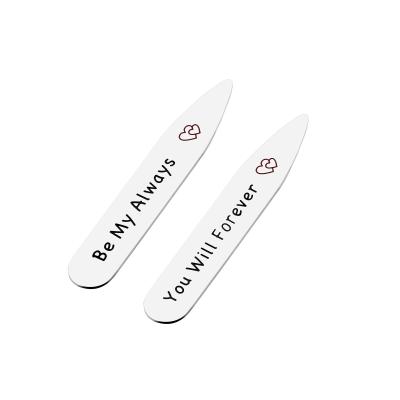 中国 Environmental Friendly Father's Day Gifts Engraved Metal Bone Reinforcement Inserts Fit For Men's Shirt Stainless Steel Collar Stays 販売のため