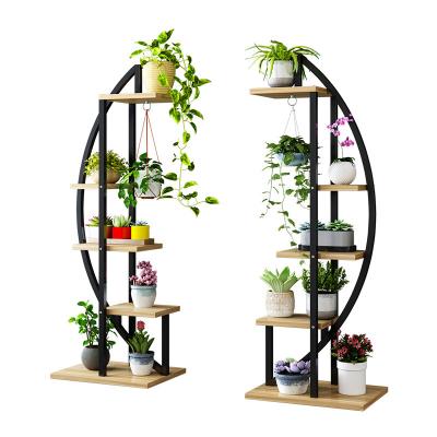 China jingqi modern adjustable wholesale Nordic indoor wedding display decoration metal wood pedestal plant flower pots racks for sale