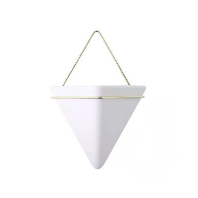 China Flower Pot Factory Direct Sales Jing Qi Fiberglass Flower Pots Triangles Wall Mounted Customizable Color Small Hanging On The Wall Decorative Flowerpot for sale