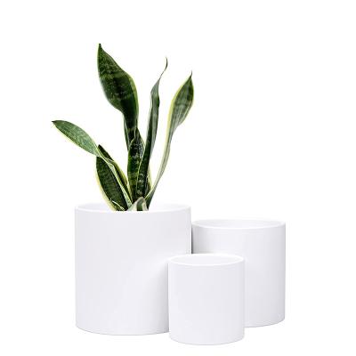 China JingQi light factory custom modern simple design flowerpot interior decoration cylinder black and white flowerpot for sale