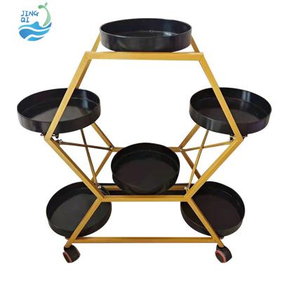 China Multi-layer flower stand the modern jingqi display living room decoration wooden pedestal wholesale modern indoor wedding for sale