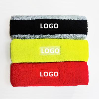 China Wholesale Manufacturer Breathable Elastic Sports Sweatband Cotton Material Terry Blend Colors National Flag Rainbow Wrist Sweatbands Headband for sale