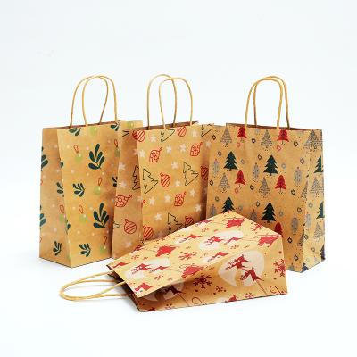 China Custom Biodegradable High Strength Bag Recyclable Carry Grocery Brown Paper Bag Christmas Chart Food Grade Packaging Takeout Bag for sale