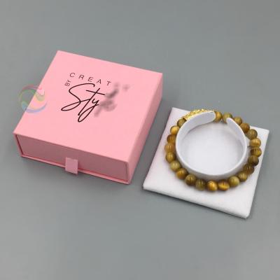 China Handmade Beauty LOGO Cardboard Light Pink Square Custom Paper Gift Box For Bracelets for sale