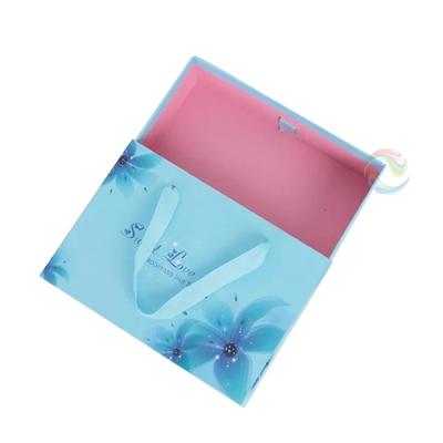 China Recyclable Hot Custom Size LOGO Paper Cardboard Sliding Silk Custom Scarves Packaging Box With Handles for sale