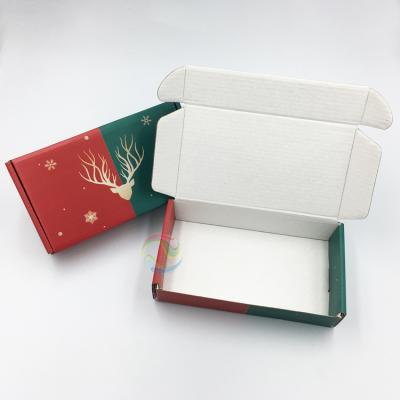 China Recyclable Eco Friendly Foldable Custom Printed Color Paper Christmas Packaging Gift Boxes For Shipping for sale