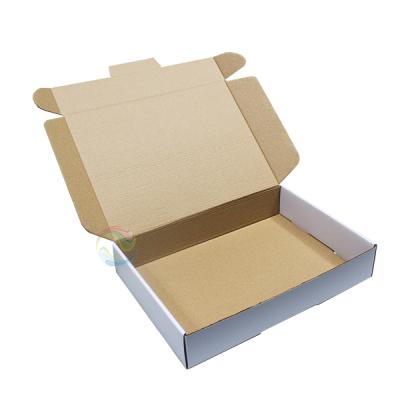 China Large Recyclable Luxury White Custom Printed Logo Mailer Corrugated Paper Shipping Apparel Packaging Box for sale