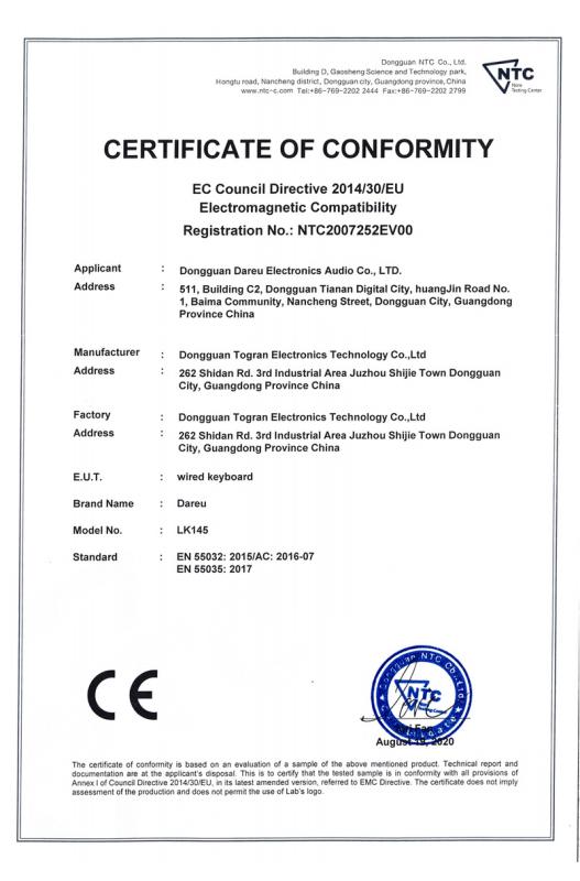 CE - Dongguan Togran Electronics Technology Co., Ltd.