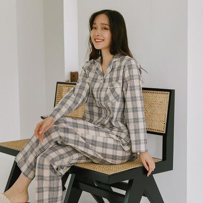 China Fashion Japanese Style Girls Lingerie Plaid Breathable High Quality Old Pajamas Set Ladies Nightgowns Home Pajama Sets for sale