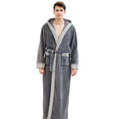 China Thermal Customized Breathable Winter Robe Night Wear Customized Extra Long Hooded Bathrobe For Men for sale