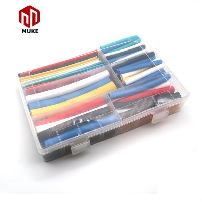 China 102pcs/set LOW VOLTAGE 3:1 4:1 Polyolefin Sleeves Kit Heavy Clear Conductive PE Double Wall Glue Heat Shrink Tube Adhesive Adhesive for sale