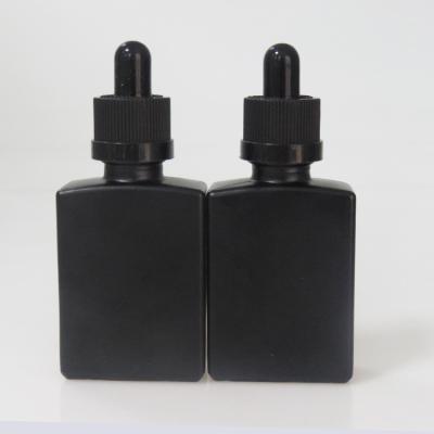 China 330pcs 30ml Essential Oil/e Cigarette Oil Bottle CBD Glass Bottle CBD Oil Glass Bottle Eliquid/e Juice/Essential Black Matte Rectangular Square Glass Bottle for sale