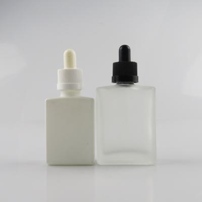 China E Liquid 50ml Rectangle Glass Bottle Clear Frosted Dropper Bottle With Child Safe Cap for sale