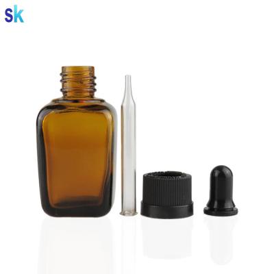 China E liquid/e juice/e cig oil/essential oil square amber glass bottle 30ml for smoke juice essential oil for sale