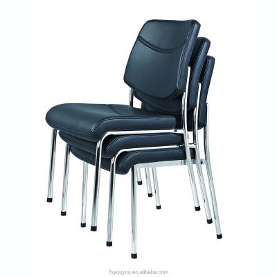 China Stacking Reception Black PU Chair Lounge Hotel Meeting Office Stackable Conference Chairs for sale