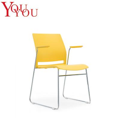 China Stackable Yellow Chair Training Chair Stacking Modern Meeting Room Leisure Office Furniture Plastic Executive Chair 360 Swivel for sale