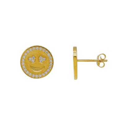 China Fashionable Lilliana 925 Sterling Silver Smiley Face Cartoon Stud Earrings Gold Plated Stud Earrings for sale