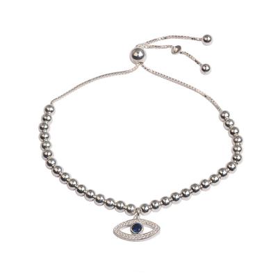 China Lilliana's FASHIONABLE Evil-eye Adjustable Silver Bracelet 925 Sterling Silver Jewelry Metal Beads for sale