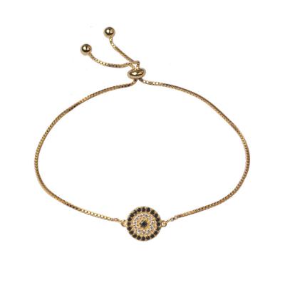 China Lilliana's TRENDY Evil-Eye Adjustable Bracelet 925 Sterling Silver Jewelry Gold Plated for sale