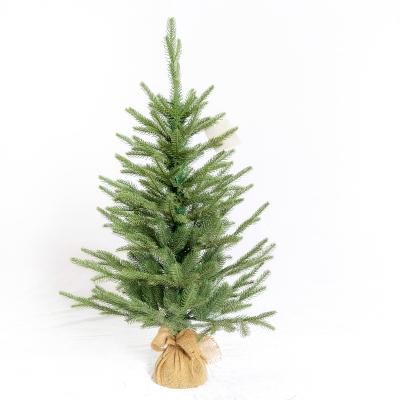 China Party PE Little Christmas Tree With Canvas Stand Mini Christmas Tree 90cm With Decoration for sale