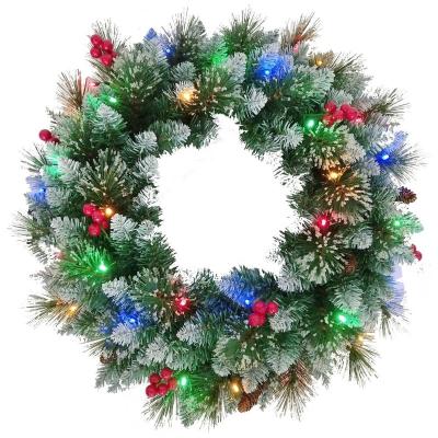 China Party Wholesale High Quality Led Artificial Green Pine Needles Christmas Door Garland for sale