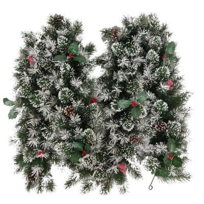 China Partyt New Hot Sale Artificial PVC Pile And Snow Decorated Rattan Christmas Wreath for sale