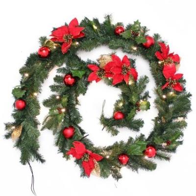 China Pine Needle Wreath 2022 New PVC Christmas Flower Artificial Wreath Decorate Lamp Cane for sale