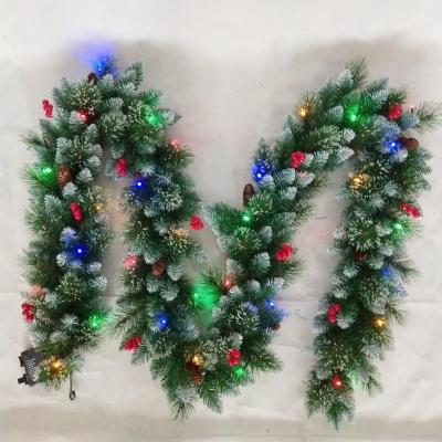 China New Partyt Artificial Garland PVC Fruit Garland With Red Fruits And Christmas Lamp for sale