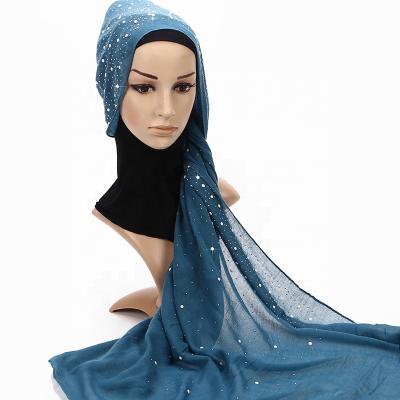 China High quality fashion cotton hijab with rhinestone beads for sale