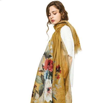 China Soft Cotton Hijab Floral Women Scarf Women Long Classic High Quality Printed Shawls for sale