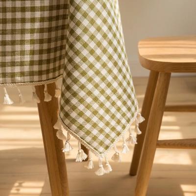 China Plaid Disposable Fresh Rectangular Small High Quality Cotton Linen Tablecloth for sale