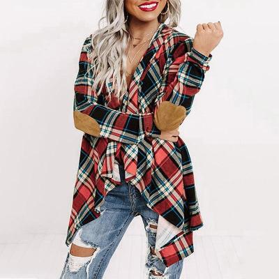 China Wholesale Anti-Wrinkle Knit Front Hooded Christmas Plaid Oversized Casual Women Colorful Cardigan for sale