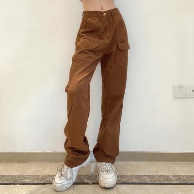 China Others Free Shipping Brown Flip Pocket Washed Straight Jeans Women Girl Summer Style Hot News Women for sale