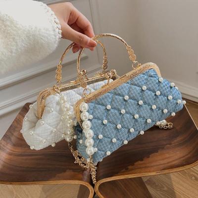 China Other Small Female Wedding Dress Chain Dinner Bag Shoulder Clutch Purses For Women Fashion Pearl Beaded Evening Clutch Bag for sale